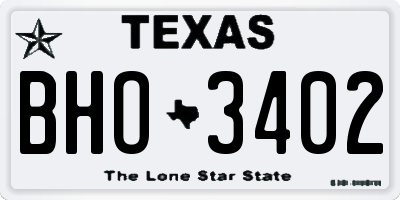 TX license plate BHO3402