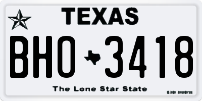 TX license plate BHO3418