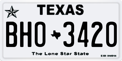 TX license plate BHO3420