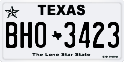 TX license plate BHO3423