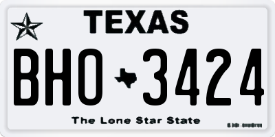 TX license plate BHO3424