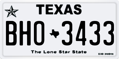 TX license plate BHO3433