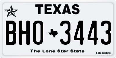 TX license plate BHO3443