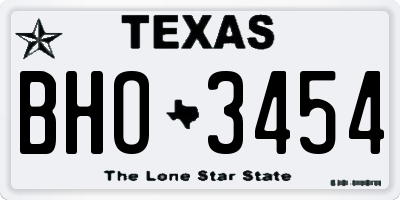 TX license plate BHO3454