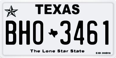 TX license plate BHO3461