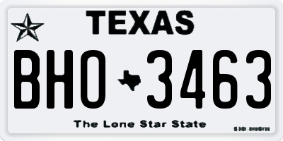 TX license plate BHO3463