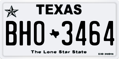 TX license plate BHO3464