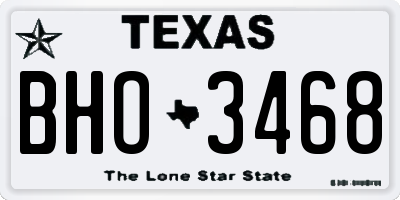 TX license plate BHO3468