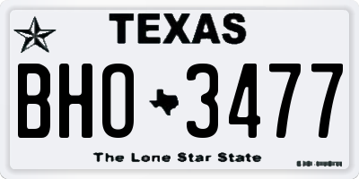 TX license plate BHO3477