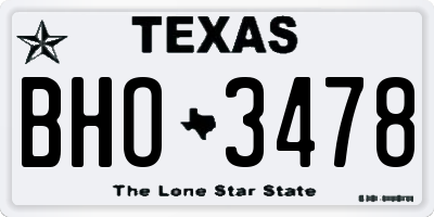 TX license plate BHO3478