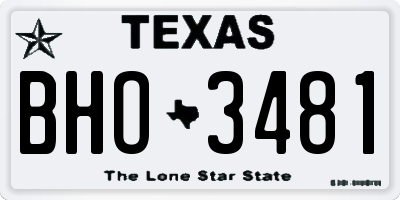 TX license plate BHO3481