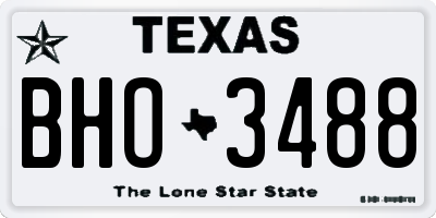 TX license plate BHO3488