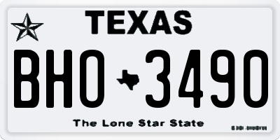 TX license plate BHO3490