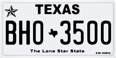 TX license plate BHO3500
