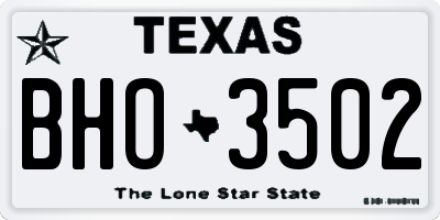 TX license plate BHO3502