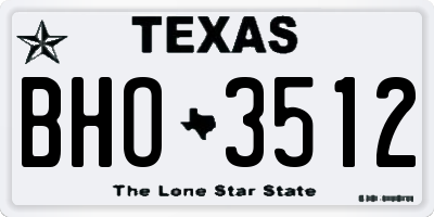 TX license plate BHO3512