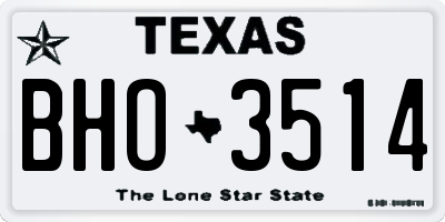 TX license plate BHO3514