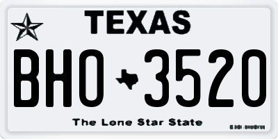 TX license plate BHO3520