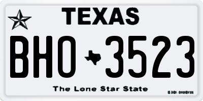 TX license plate BHO3523