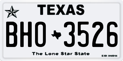 TX license plate BHO3526
