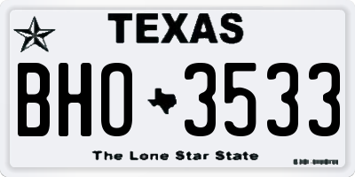 TX license plate BHO3533