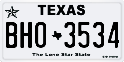 TX license plate BHO3534