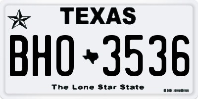 TX license plate BHO3536