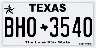 TX license plate BHO3540