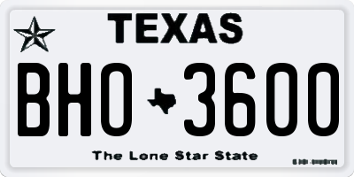 TX license plate BHO3600