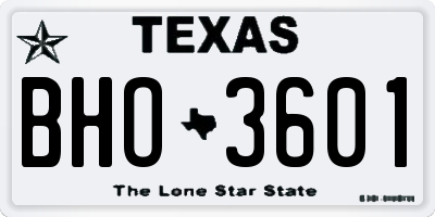 TX license plate BHO3601