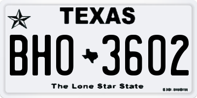 TX license plate BHO3602