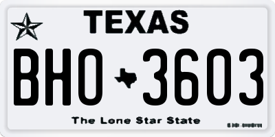 TX license plate BHO3603