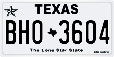 TX license plate BHO3604