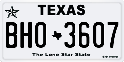 TX license plate BHO3607