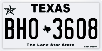 TX license plate BHO3608