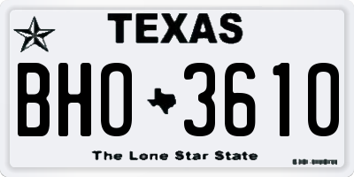 TX license plate BHO3610