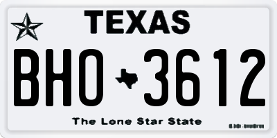 TX license plate BHO3612