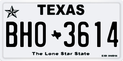 TX license plate BHO3614