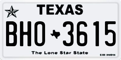 TX license plate BHO3615