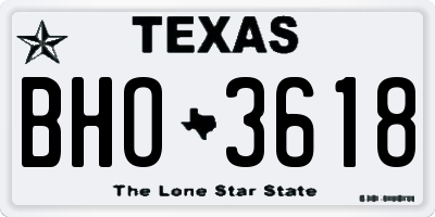 TX license plate BHO3618