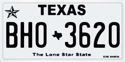 TX license plate BHO3620