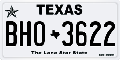 TX license plate BHO3622