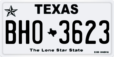 TX license plate BHO3623