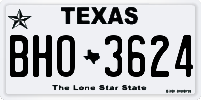 TX license plate BHO3624
