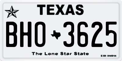 TX license plate BHO3625