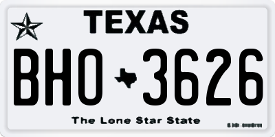 TX license plate BHO3626
