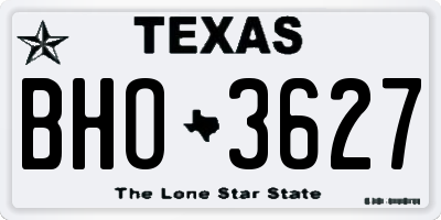 TX license plate BHO3627