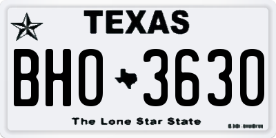 TX license plate BHO3630