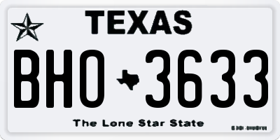 TX license plate BHO3633