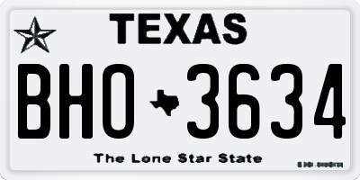 TX license plate BHO3634